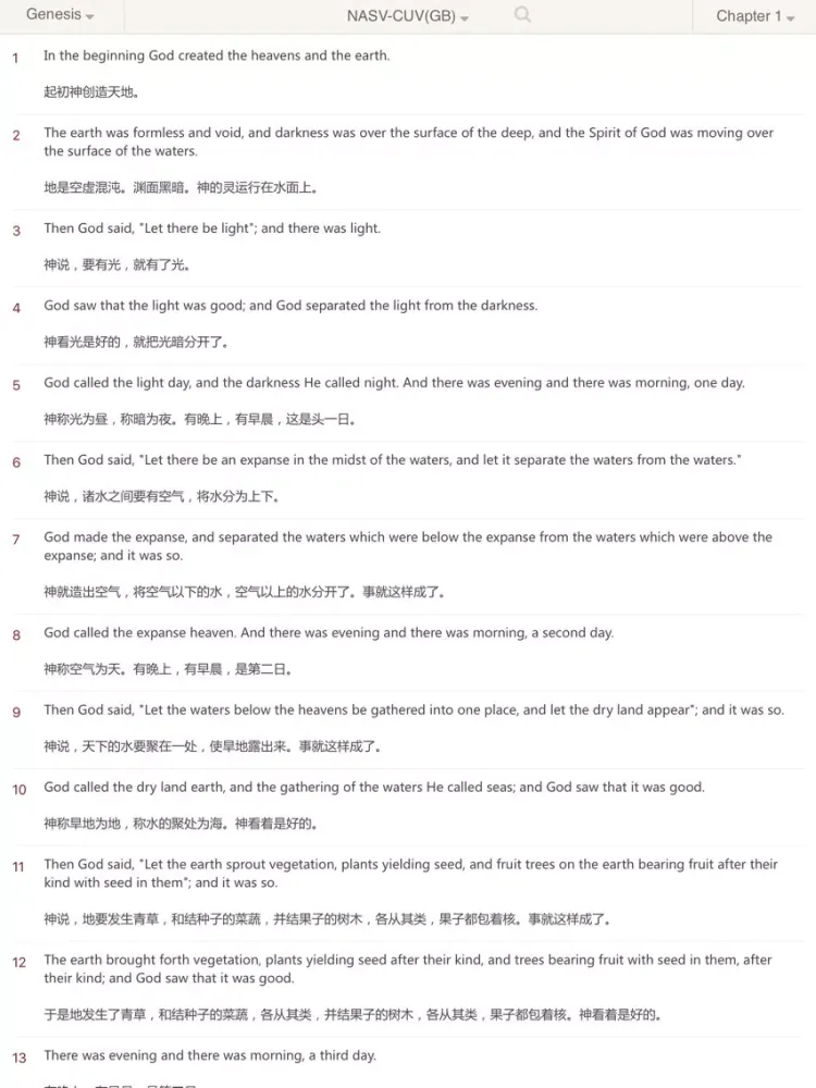 NASV Bible(Holy Bible NASV+Chinese Union Version) iPad  Ekran Görüntüleri