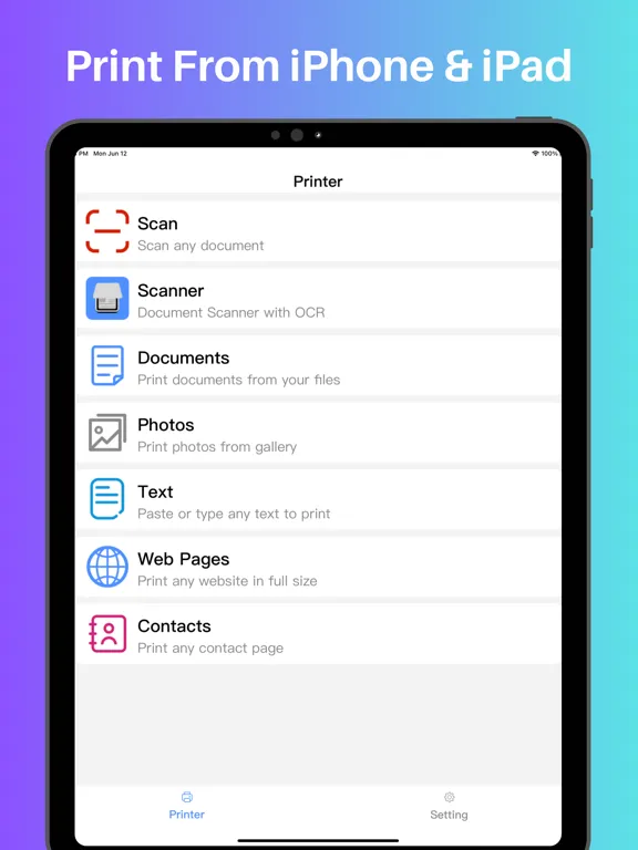 تصاویر Printer App: Scan PDF, Print iPad 