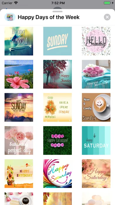 Tangkapan layar Happy Days of the Week Wishes