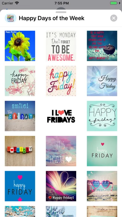 Tangkapan layar Happy Days of the Week Wishes