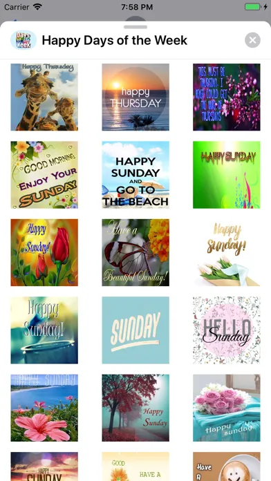 Tangkapan layar Happy Days of the Week Wishes