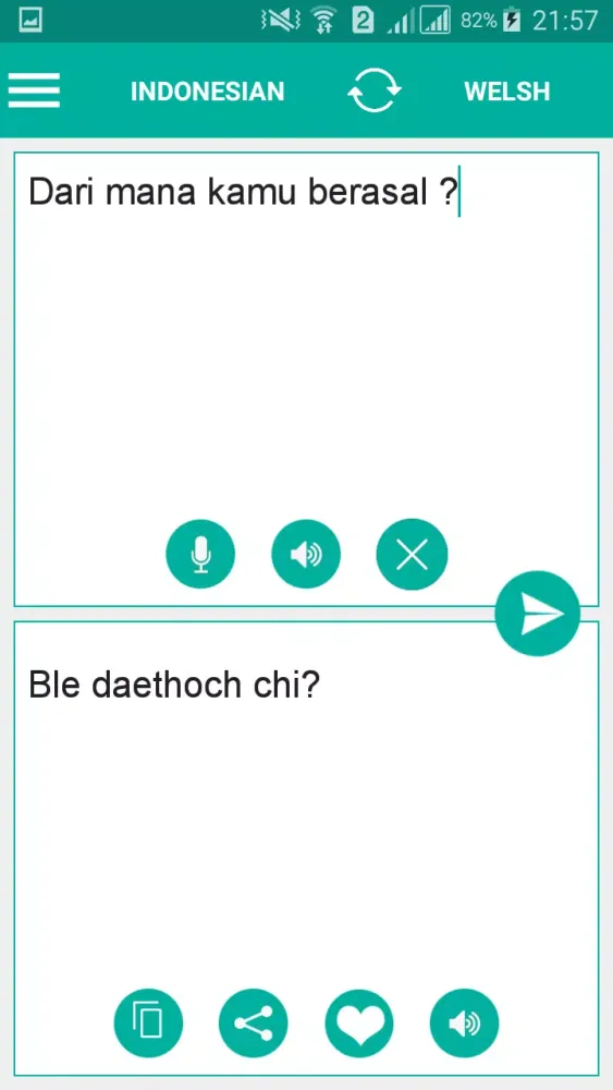 Tangkapan layar Welsh Indonesian Translator