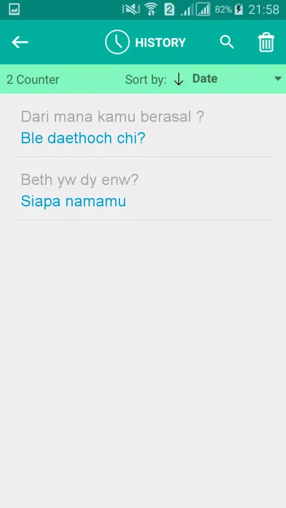 Tangkapan layar Welsh Indonesian Translator