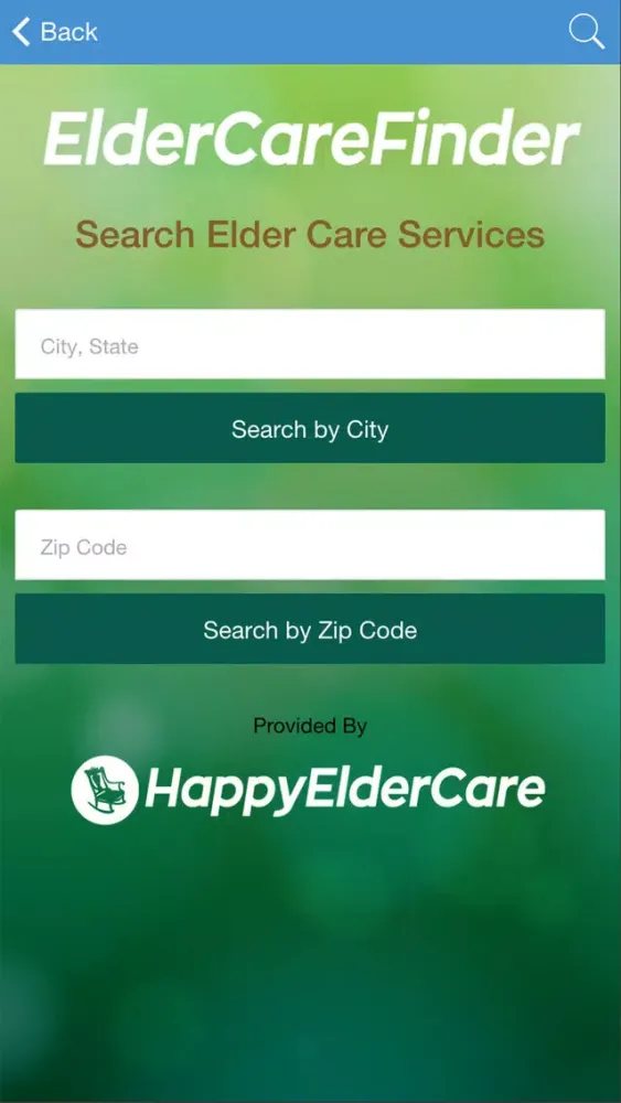 Capturas de tela do Elder Care Finder