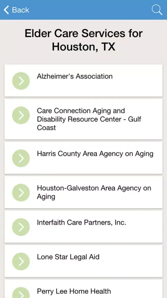 Capturas de tela do Elder Care Finder