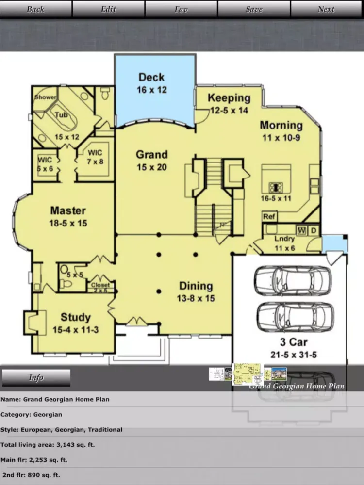 صور Georgian - Family House Plans iPad 
