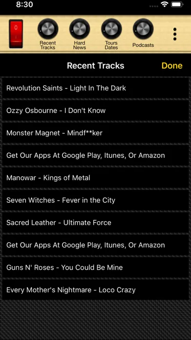 Tangkapan skrin HardRadio Heavy Metal Radio