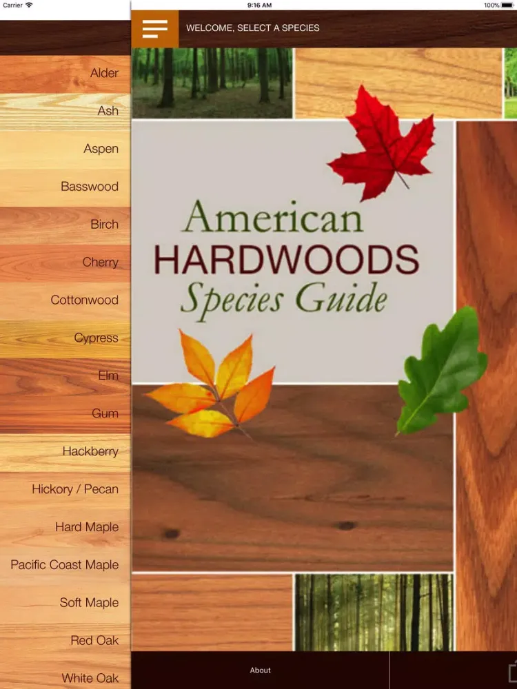 Ảnh chụp màn hình của Amer. Hardwoods Species Guide iPad 