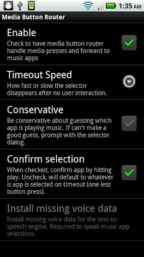 Capturas de tela do Media Button Router