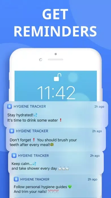 Capturas de tela do Hygiene Tracker
