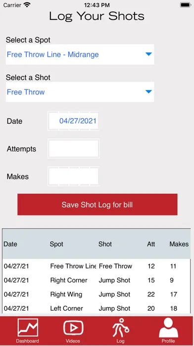 Ảnh chụp màn hình của Spartan Shot Log