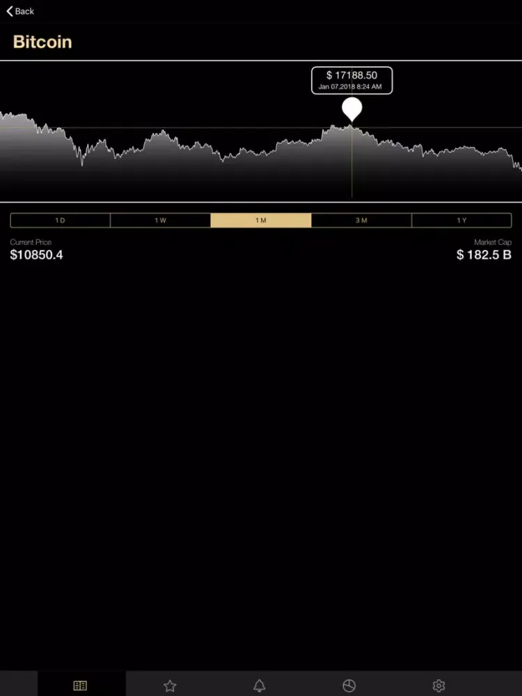 Ảnh chụp màn hình của Crypto Price Tracker iPad 