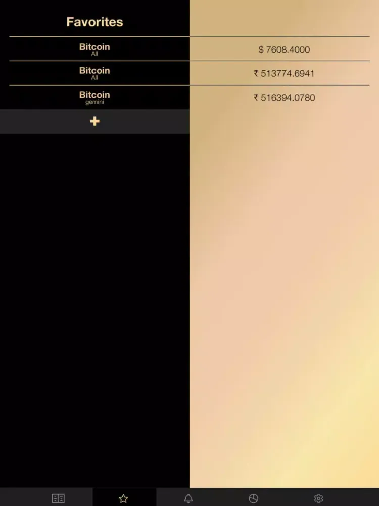 Ảnh chụp màn hình của Crypto Price Tracker iPad 