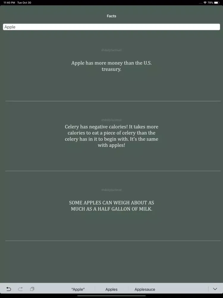 Tangkapan skrin Daily Fact Mail iPad 