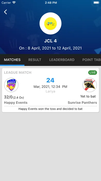 Capturas de tela do Jayo Cricket League
