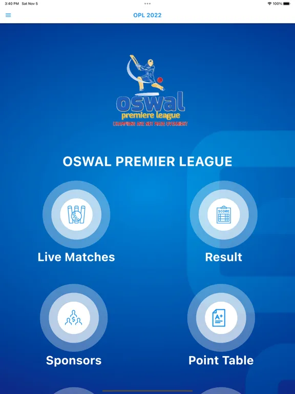 Ảnh chụp màn hình của OSWAL PREMIER LEAGUE iPad 
