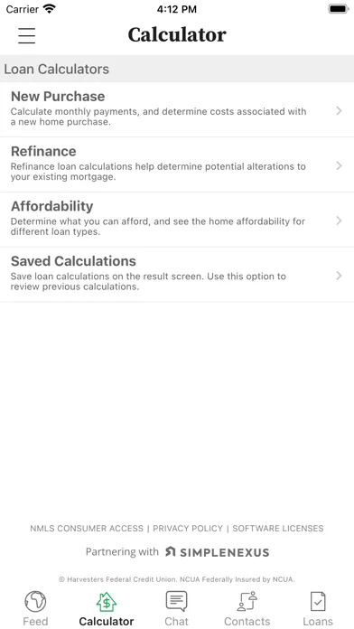 Скриншоты HarvestersCU Mortgage Mobile