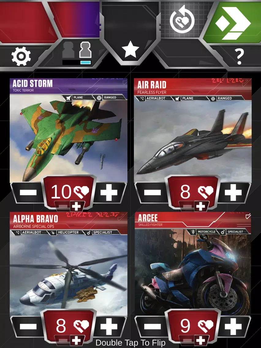 Tangkapan layar Transformers TCG Companion App iPad 