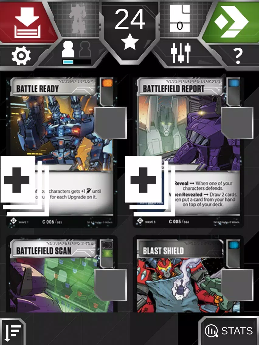 Tangkapan layar Transformers TCG Companion App iPad 