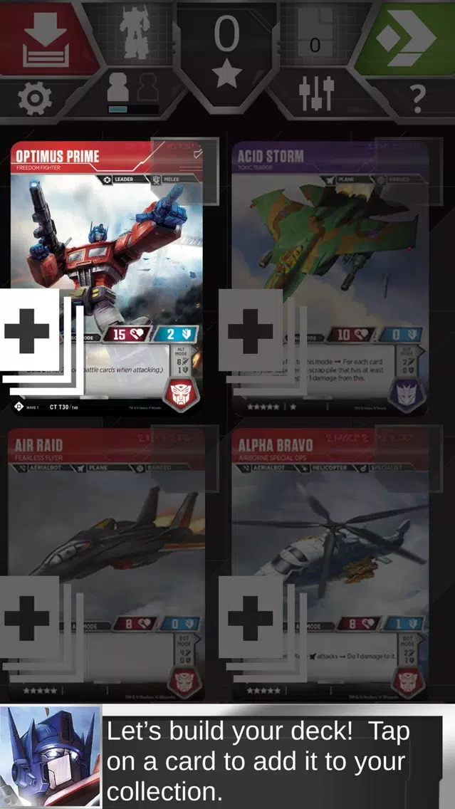 Tangkapan layar Transformers TCG Companion App