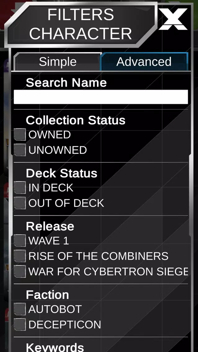 Tangkapan layar Transformers TCG Companion App