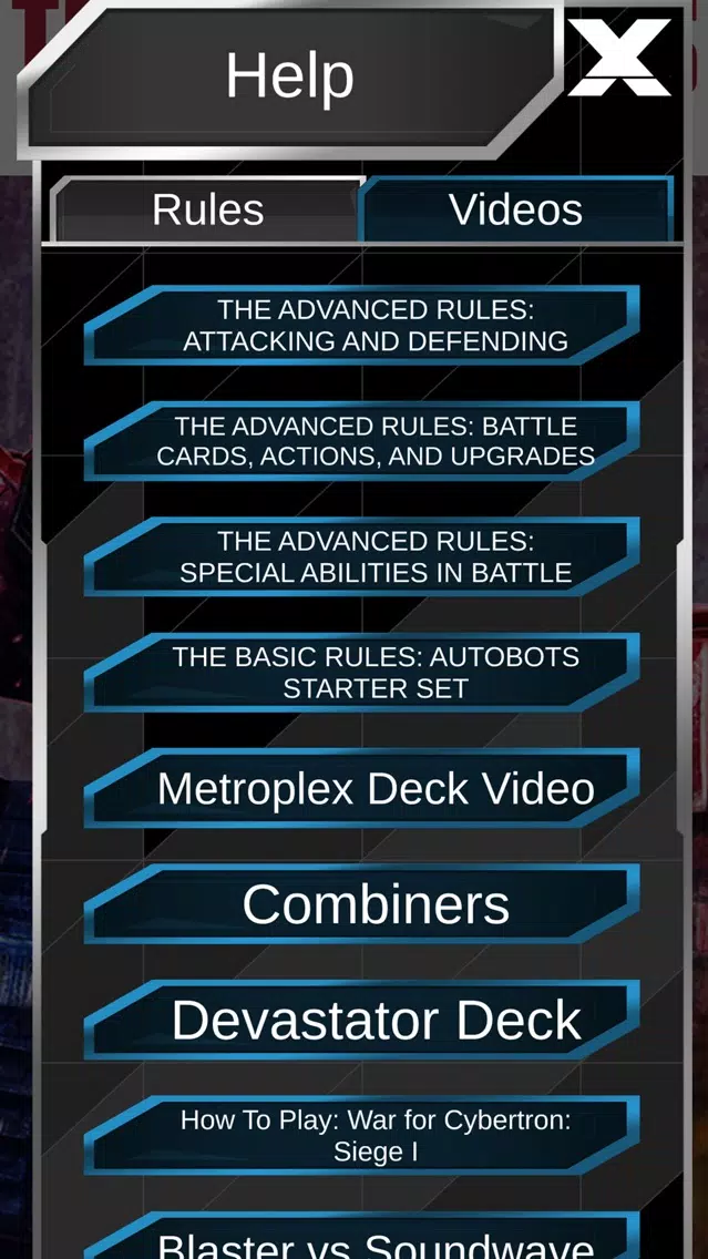 Tangkapan layar Transformers TCG Companion App