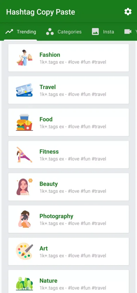 Hashtag Copy Paste Screenshots
