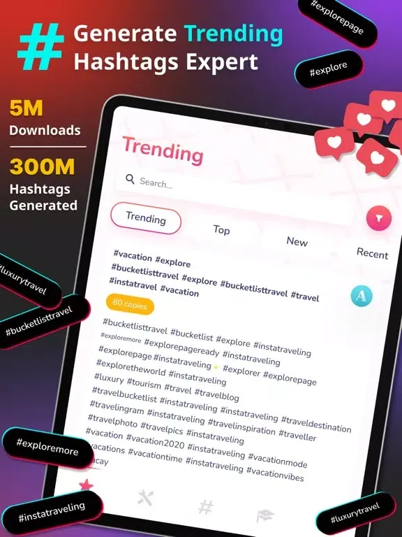 Tangkapan layar Hashtag Expert App iPad 