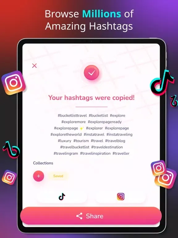 Tangkapan layar Hashtag Expert App iPad 