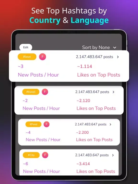 Tangkapan layar Hashtag Expert App iPad 