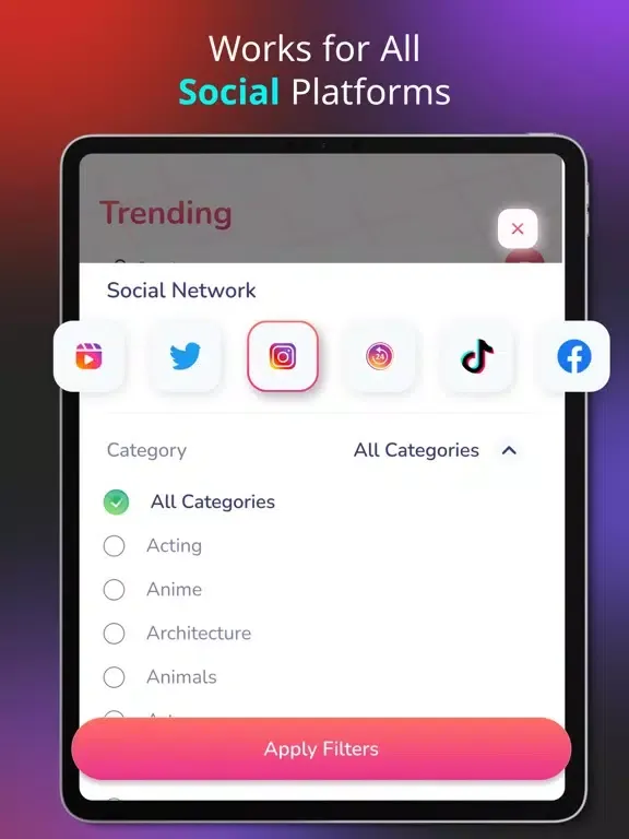 Tangkapan layar Hashtag Expert App iPad 