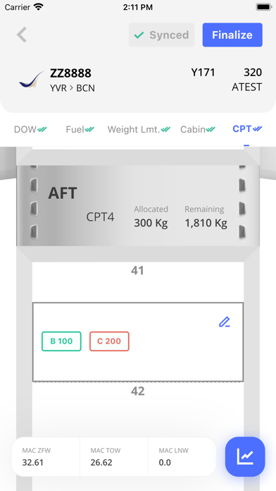 Tangkapan layar Havatech Weight and Balance