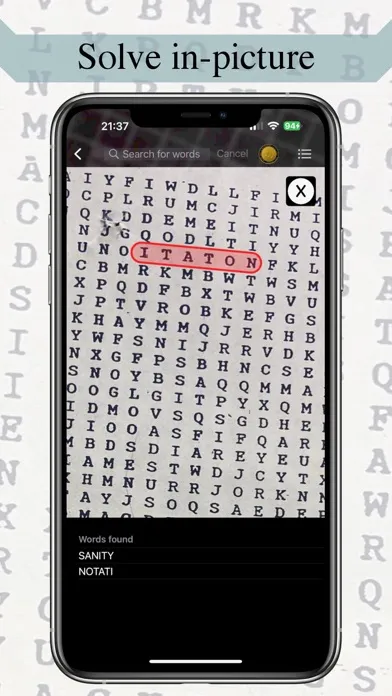 Word Search Scanner and Solver Screenshots