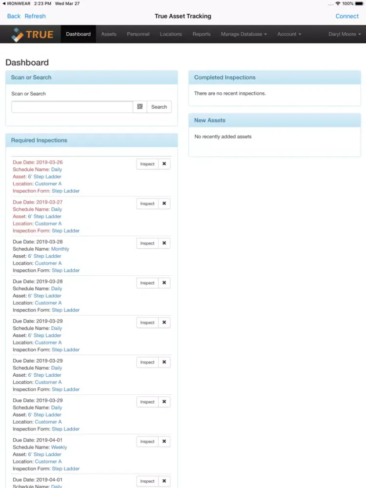 Capturas de tela do True Asset Tracking iPad 
