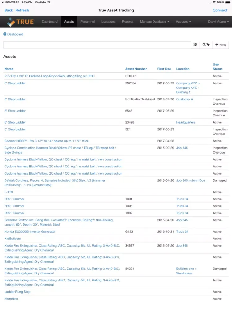 Capturas de tela do True Asset Tracking iPad 