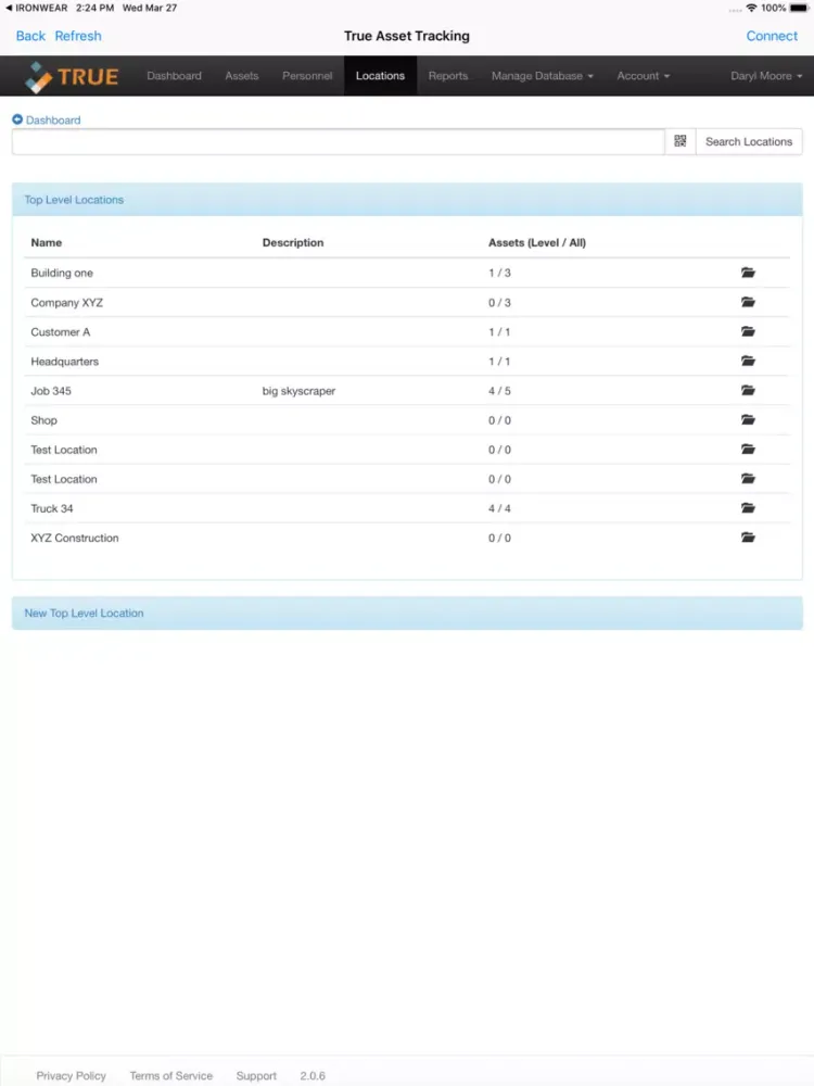Capturas de tela do True Asset Tracking iPad 