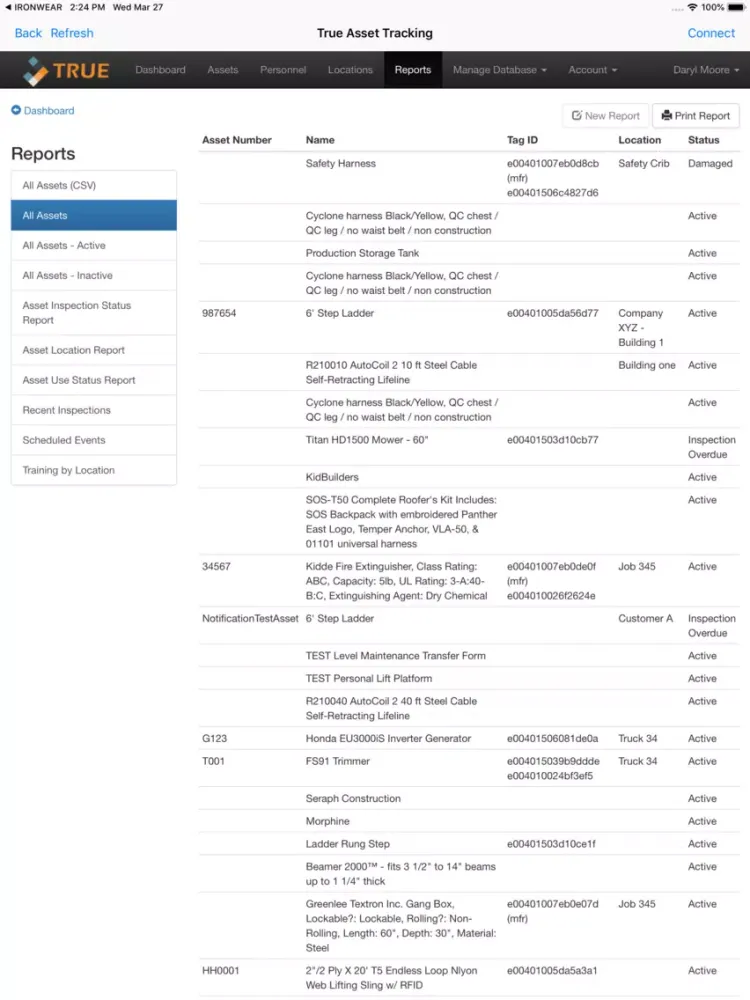 Capturas de tela do True Asset Tracking iPad 