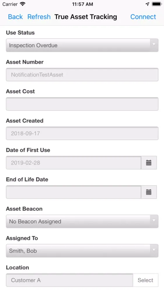 Capturas de tela do True Asset Tracking