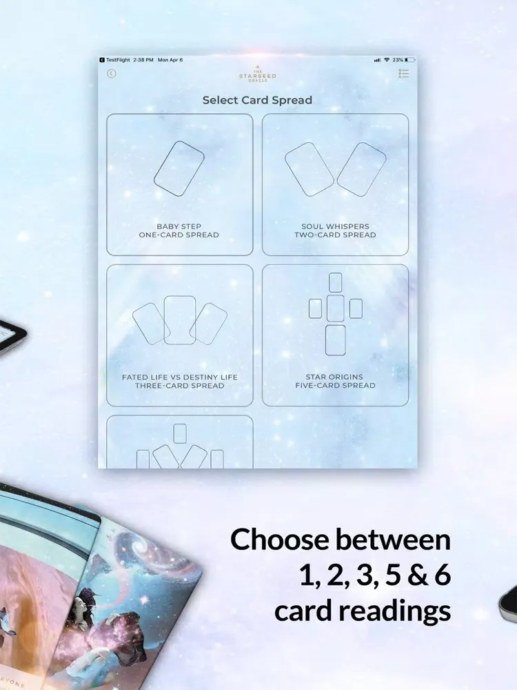 Tangkapan layar The Starseed Oracle iPad 