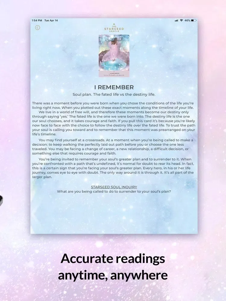 Tangkapan layar The Starseed Oracle iPad 