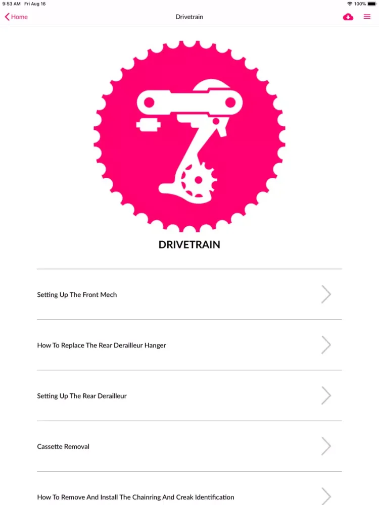 Tangkapan layar Bike Repair Guide iPad 