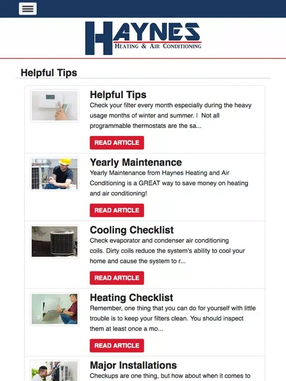 ภาพหน้าจอของ Haynes Heating & Air Condition iPad 