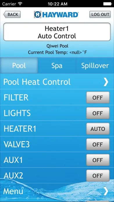 Hayward AquaConnect®應用截圖