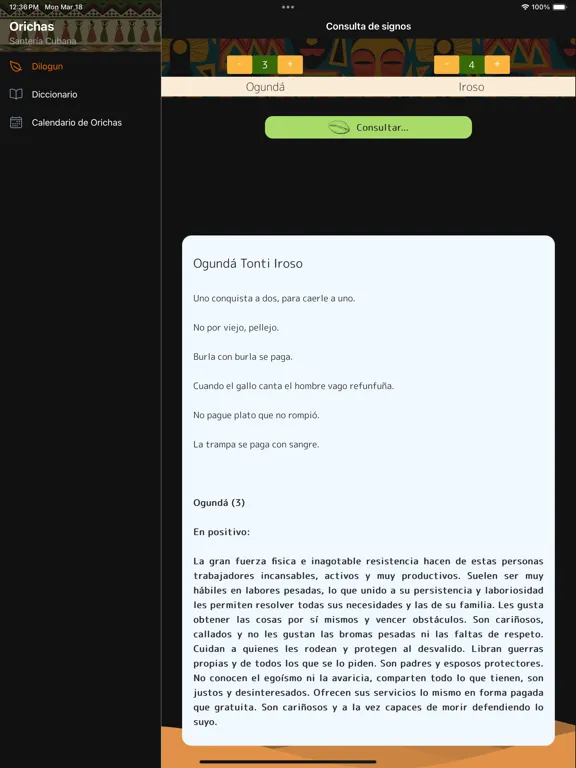 Oráculo Dilogun iPad  Screenshots