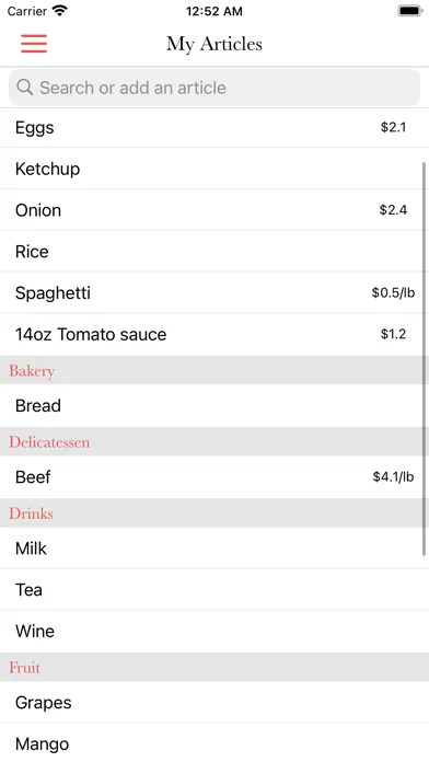 Ảnh chụp màn hình của My Shopping List, Grocery list