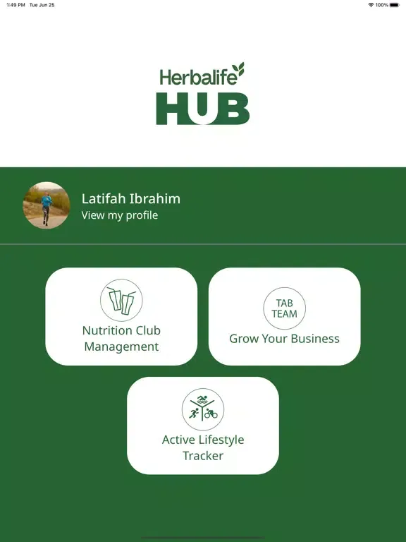 Ảnh chụp màn hình của Herbalife Hub iPad 