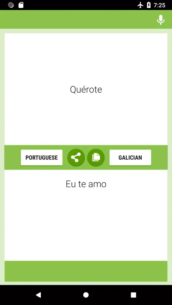 Tangkapan layar Portuguese-Galician Translator