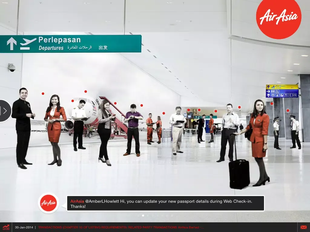 Ảnh chụp màn hình của AirAsia's Investor Relations iPad 