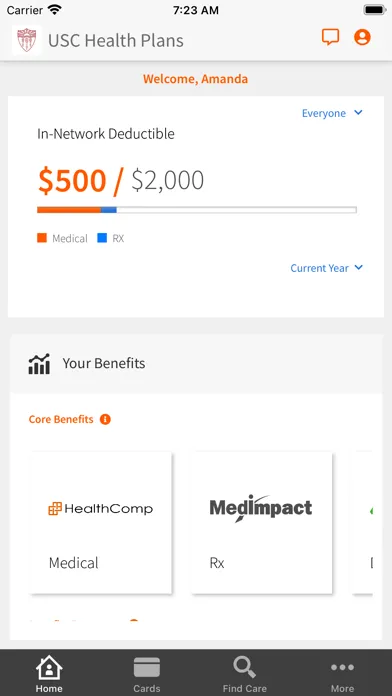 Ảnh chụp màn hình của USC Health Plans