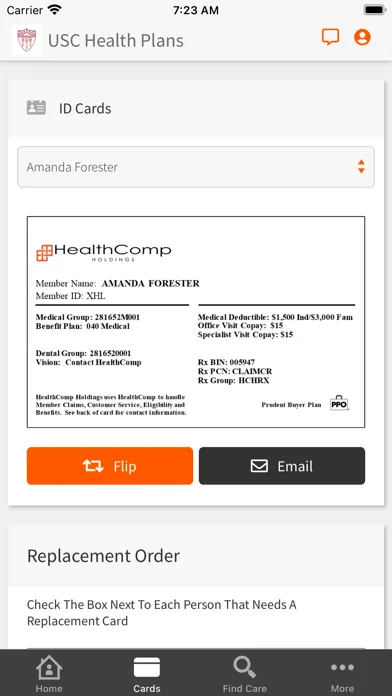 Ảnh chụp màn hình của USC Health Plans